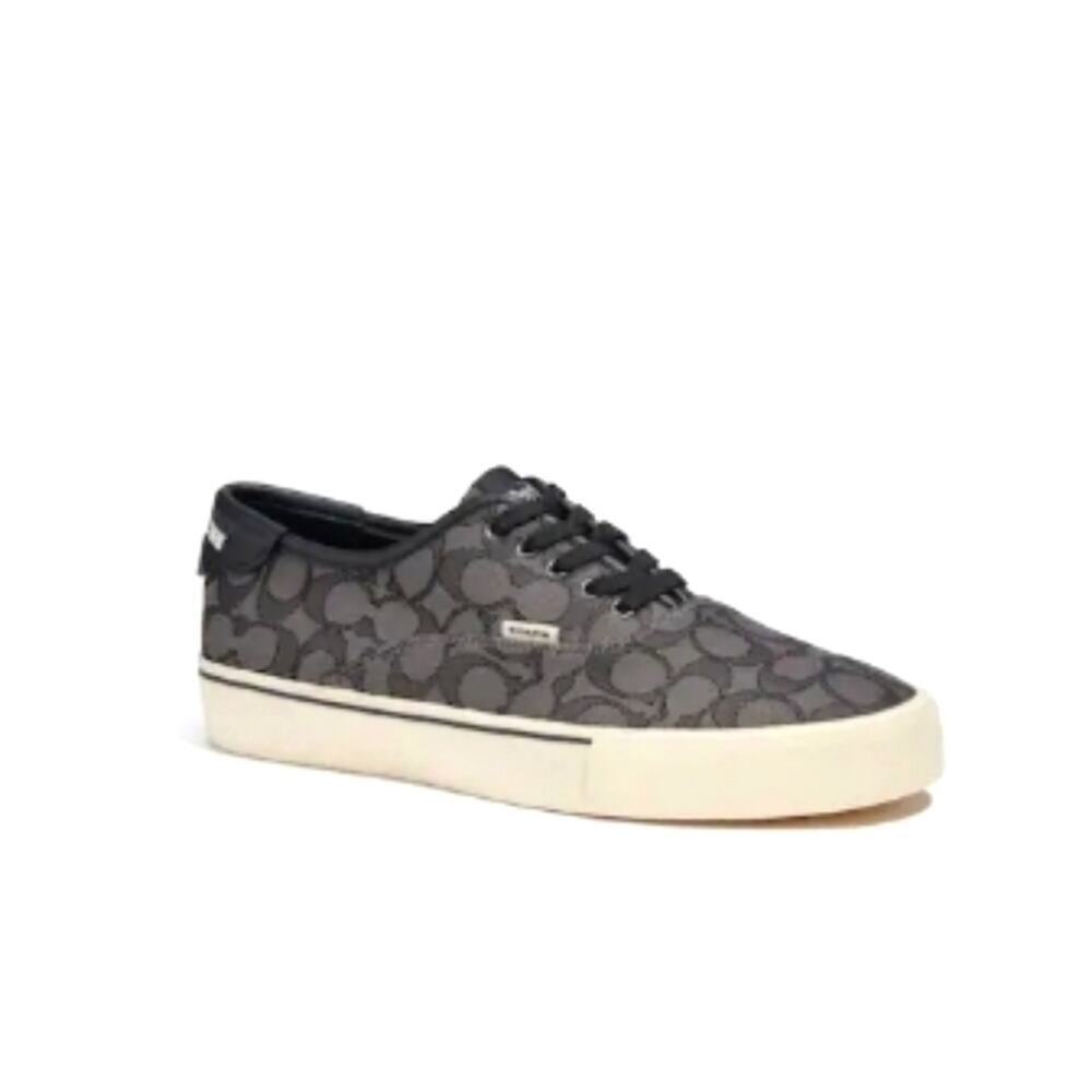 COACH MEN'S SIZE 9 SNEAKERS BLACK SIGNATURE JACQUARD "SKATE" (WOMEN'S 10.5)